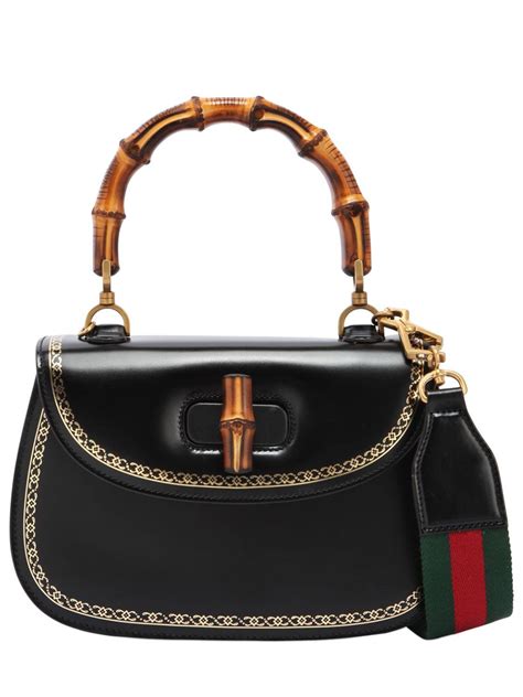 gucci handbag black bamboo handle|gucci bamboo handle shopper.